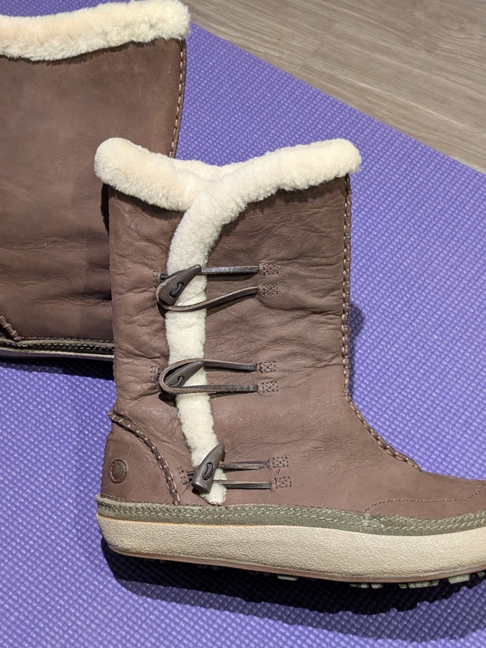 Merrell Spiti Tibet Brown Leather Shearling-Trim Winter Boots